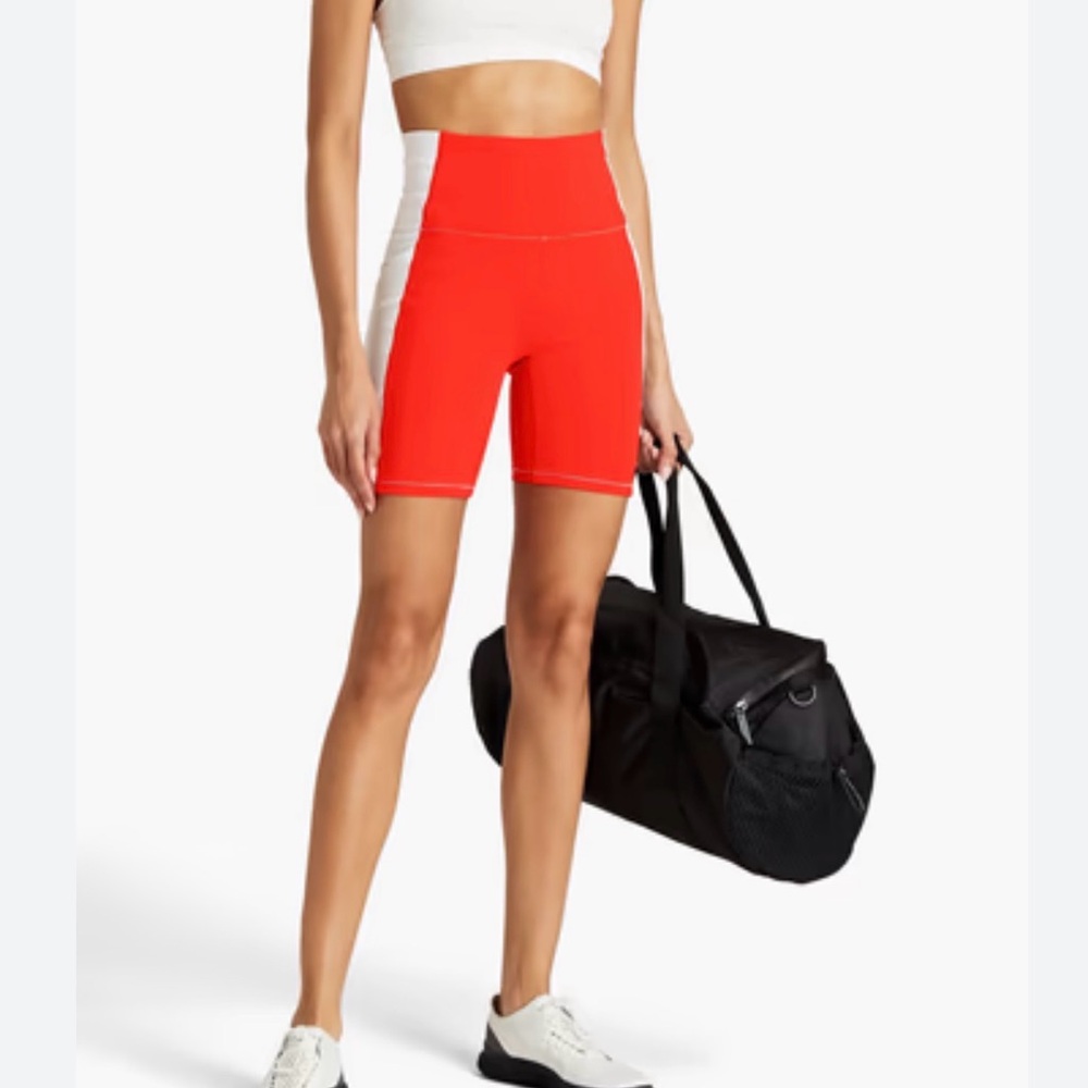 Solid & Striped Sport High Rise Bike‎ Shorts Candy Red White BRS27948 Small